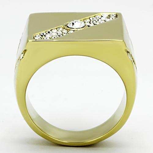 TK1066 - IP Gold(Ion Plating) Stainless Steel Ring with Top Grade Crystal in Clear - Alamode - Flyclothing LLC