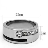 TK1067 - High polished (no plating) Stainless Steel Ring with Top Grade Crystal  in Clear - Alamode
