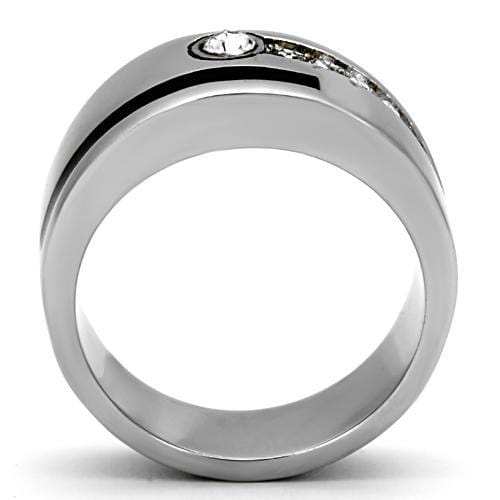 TK1067 - High polished (no plating) Stainless Steel Ring with Top Grade Crystal in Clear - Alamode - Flyclothing LLC