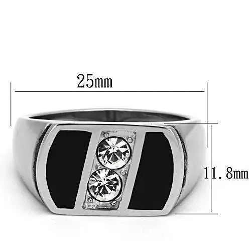 TK1068 - High polished (no plating) Stainless Steel Ring with Top Grade Crystal in Clear - Alamode - Flyclothing LLC