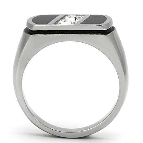 TK1068 - High polished (no plating) Stainless Steel Ring with Top Grade Crystal in Clear - Alamode - Flyclothing LLC