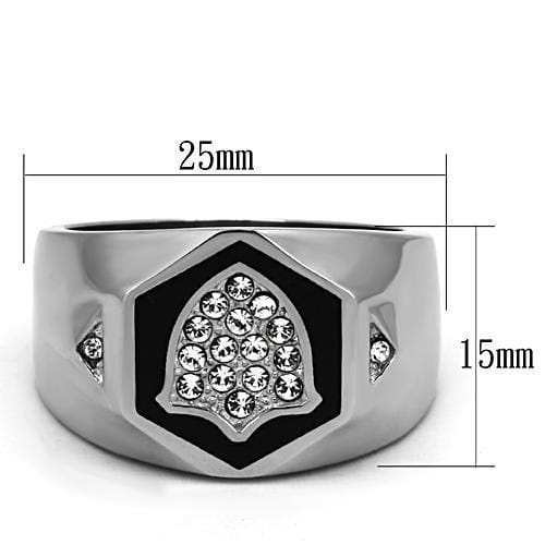 TK1069 - High polished (no plating) Stainless Steel Ring with Top Grade Crystal in Clear - Alamode - Flyclothing LLC