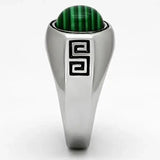 TK1070 - High polished (no plating) Stainless Steel Ring with Synthetic MALACHITE in Emerald - Alamode - Flyclothing LLC
