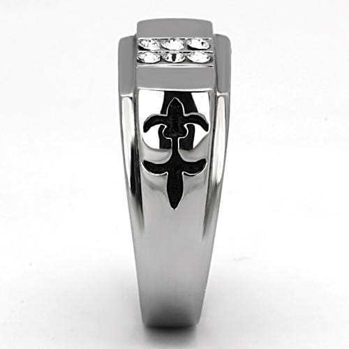 TK1071 - High polished (no plating) Stainless Steel Ring with Top Grade Crystal in Clear - Alamode - Flyclothing LLC