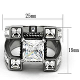 TK1072 - High polished (no plating) Stainless Steel Ring with AAA Grade CZ  in Clear