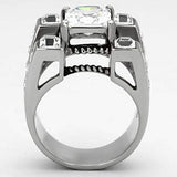 TK1072 - High polished (no plating) Stainless Steel Ring with AAA Grade CZ in Clear - Alamode - Flyclothing LLC