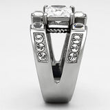 TK1072 - High polished (no plating) Stainless Steel Ring with AAA Grade CZ  in Clear - Alamode