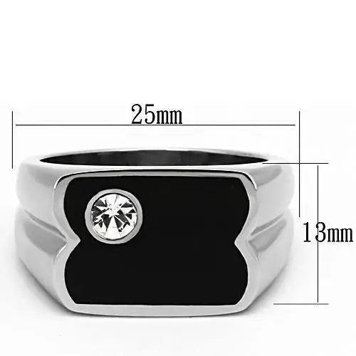TK1073 - High polished (no plating) Stainless Steel Ring with Top Grade Crystal in Clear - Alamode - Flyclothing LLC