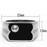TK1073 - High polished (no plating) Stainless Steel Ring with Top Grade Crystal in Clear - Alamode - Flyclothing LLC