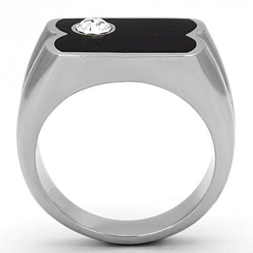 TK1073 - High polished (no plating) Stainless Steel Ring with Top Grade Crystal in Clear - Alamode - Flyclothing LLC
