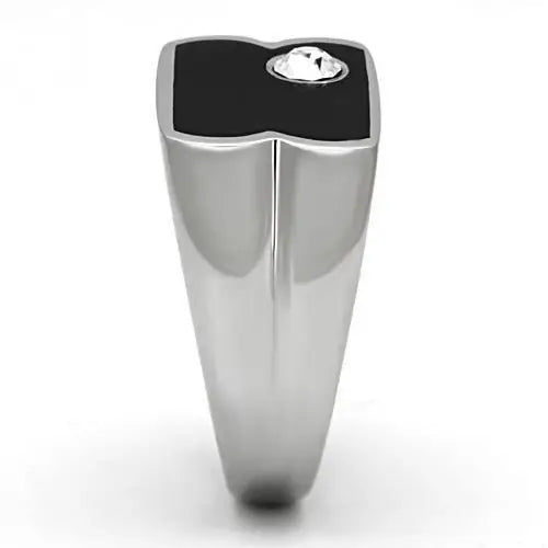 TK1073 - High polished (no plating) Stainless Steel Ring with Top Grade Crystal in Clear - Alamode - Flyclothing LLC
