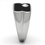 TK1073 - High polished (no plating) Stainless Steel Ring with Top Grade Crystal  in Clear - Alamode