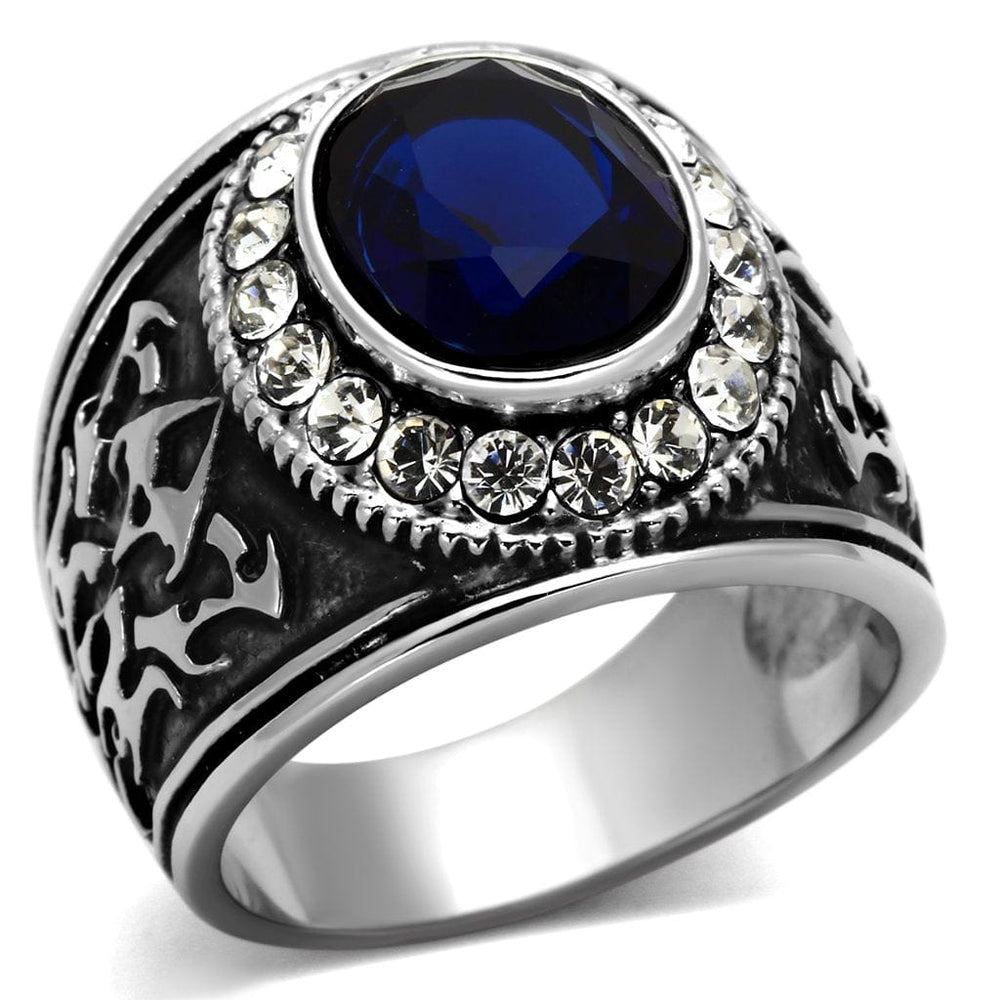 TK1075 - High polished (no plating) Stainless Steel Ring with Synthetic Synthetic Glass in Montana - Alamode