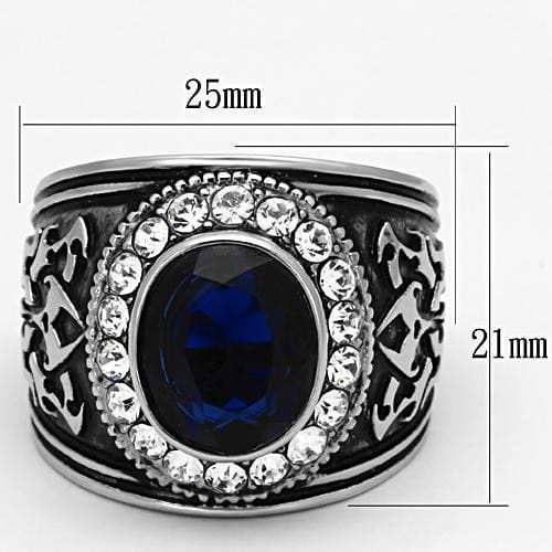 TK1075 - High polished (no plating) Stainless Steel Ring with Synthetic Synthetic Glass in Montana - Alamode - Flyclothing LLC