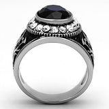 TK1075 - High polished (no plating) Stainless Steel Ring with Synthetic Synthetic Glass in Montana - Alamode