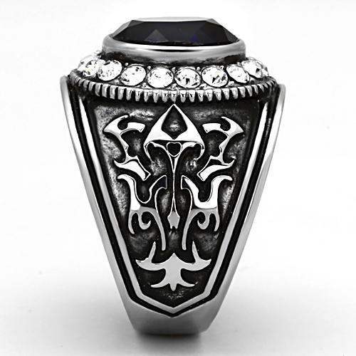TK1075 - High polished (no plating) Stainless Steel Ring with Synthetic Synthetic Glass in Montana - Alamode - Flyclothing LLC