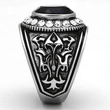 TK1075 - High polished (no plating) Stainless Steel Ring with Synthetic Synthetic Glass in Montana - Alamode - Flyclothing LLC