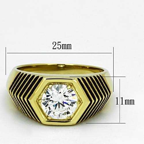 TK1076 - IP Gold(Ion Plating) Stainless Steel Ring with AAA Grade CZ in Clear - Alamode - Flyclothing LLC