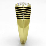 TK1076 - IP Gold(Ion Plating) Stainless Steel Ring with AAA Grade CZ  in Clear - Alamode