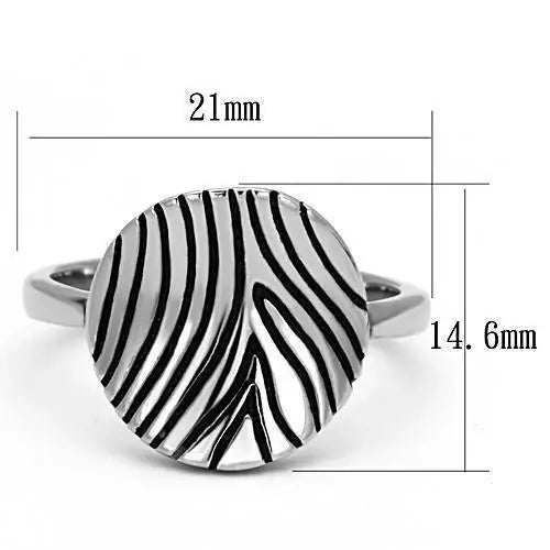 TK1078 - High polished (no plating) Stainless Steel Ring with Epoxy in Jet - Alamode - Flyclothing LLC