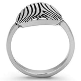 TK1078 - High polished (no plating) Stainless Steel Ring with Epoxy  in Jet - Alamode