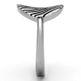 TK1078 - High polished (no plating) Stainless Steel Ring with Epoxy  in Jet - Alamode