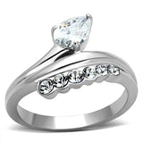 TK1080 - High polished (no plating) Stainless Steel Ring with AAA Grade CZ  in Clear - Alamode