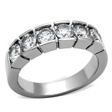 TK1082 - High polished (no plating) Stainless Steel Ring with AAA Grade CZ  in Clear - Alamode