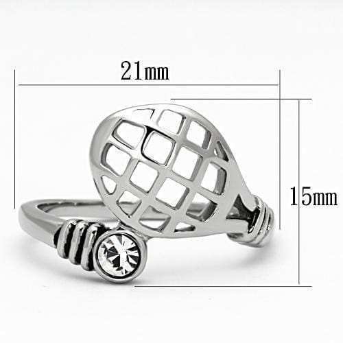 TK1083 - High polished (no plating) Stainless Steel Ring with Top Grade Crystal in Clear - Alamode - Flyclothing LLC