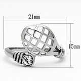 TK1083 - High polished (no plating) Stainless Steel Ring with Top Grade Crystal  in Clear - Alamode