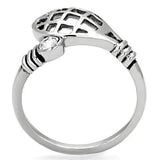 TK1083 - High polished (no plating) Stainless Steel Ring with Top Grade Crystal  in Clear - Alamode
