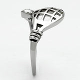 TK1083 - High polished (no plating) Stainless Steel Ring with Top Grade Crystal  in Clear - Alamode