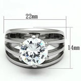 TK1084 - High polished (no plating) Stainless Steel Ring with AAA Grade CZ  in Clear - Alamode