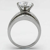 TK1084 - High polished (no plating) Stainless Steel Ring with AAA Grade CZ in Clear - Alamode - Flyclothing LLC