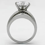 TK1084 - High polished (no plating) Stainless Steel Ring with AAA Grade CZ  in Clear - Alamode