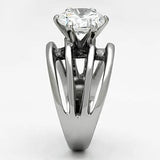 TK1084 - High polished (no plating) Stainless Steel Ring with AAA Grade CZ  in Clear - Alamode