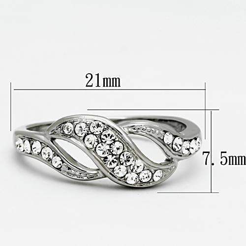 TK1085 - High polished (no plating) Stainless Steel Ring with Top Grade Crystal in Clear - Alamode - Flyclothing LLC