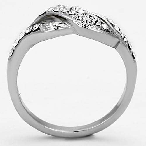 TK1085 - High polished (no plating) Stainless Steel Ring with Top Grade Crystal in Clear - Alamode - Flyclothing LLC