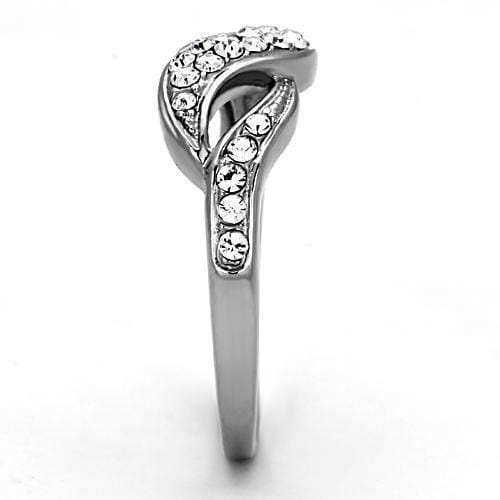 TK1085 - High polished (no plating) Stainless Steel Ring with Top Grade Crystal in Clear - Alamode - Flyclothing LLC