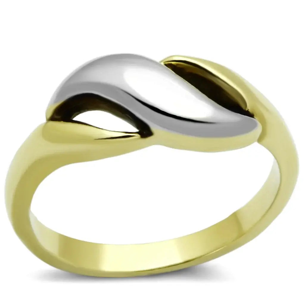 TK1089 - Two-Tone IP Gold (Ion Plating) Stainless Steel Ring with No Stone - Alamode - Flyclothing LLC