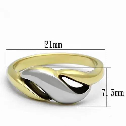TK1089 - Two-Tone IP Gold (Ion Plating) Stainless Steel Ring with No Stone - Alamode - Flyclothing LLC