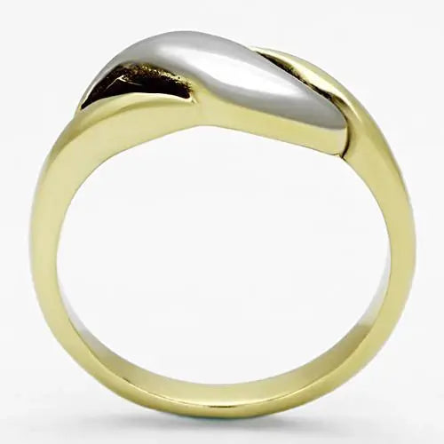 TK1089 - Two-Tone IP Gold (Ion Plating) Stainless Steel Ring with No Stone - Alamode - Flyclothing LLC