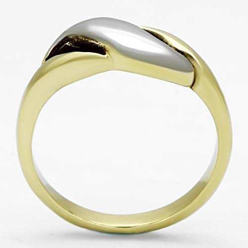 TK1089 - Two-Tone IP Gold (Ion Plating) Stainless Steel Ring with No Stone - Alamode - Flyclothing LLC