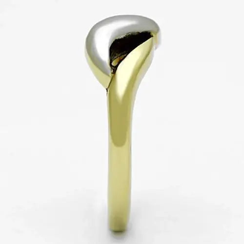 TK1089 - Two-Tone IP Gold (Ion Plating) Stainless Steel Ring with No Stone - Alamode - Flyclothing LLC
