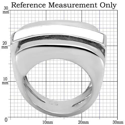 TK108 - High polished (no plating) Stainless Steel Ring with Semi-Precious Agate in White - Alamode - Flyclothing LLC