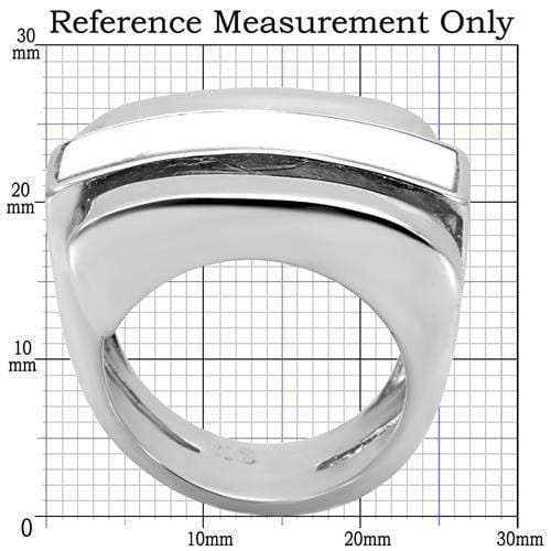TK108 - High polished (no plating) Stainless Steel Ring with Semi-Precious Agate in White - Alamode - Flyclothing LLC