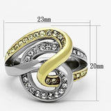 TK1094 - Two-Tone IP Gold (Ion Plating) Stainless Steel Ring with Top Grade Crystal  in Citrine Yellow - Alamode