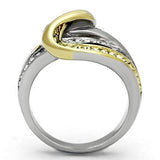 TK1094 - Two-Tone IP Gold (Ion Plating) Stainless Steel Ring with Top Grade Crystal in Citrine Yellow - Alamode - Flyclothing LLC