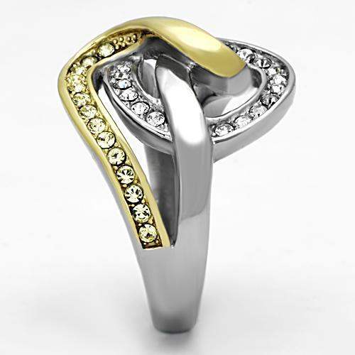 TK1094 - Two-Tone IP Gold (Ion Plating) Stainless Steel Ring with Top Grade Crystal in Citrine Yellow - Alamode - Flyclothing LLC