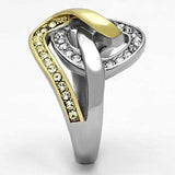 TK1094 - Two-Tone IP Gold (Ion Plating) Stainless Steel Ring with Top Grade Crystal in Citrine Yellow - Alamode - Flyclothing LLC